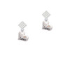Love Heart with AB Crystal White Clear Crystal Diamond-Shape Earrings