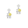 Love with Water Polo Ball White Clear Crystal Diamond-Shape Earrings