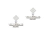 Volleyball Mom White Clear Crystal Diamond-Shape Earrings