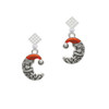 Small Crescent Moon Santa White Clear Crystal Diamond-Shape Earrings