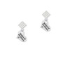 Small Mother of the Groom Heart White Clear Crystal Diamond-Shape Earrings