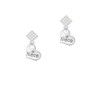 Small Niece Heart White Clear Crystal Diamond-Shape Earrings