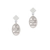 Give Me Courage Strength Wisdom Medallion White Clear Crystal Diamond-Shape Earrings