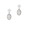 Walk with Jesus Oval White Clear Crystal Diamond-Shape Earrings