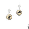 Domed Music - Piano White Clear Crystal Diamond-Shape Earrings