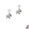 Panda with Baby White Clear Crystal Diamond-Shape Earrings