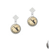 Domed Music - Saxophone White Clear Crystal Diamond-Shape Earrings
