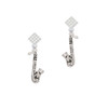 Saxophone White Clear Crystal Diamond-Shape Earrings