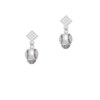 Silver Tone Baseball/Softball Spinner White Clear Crystal Diamond-Shape Earrings