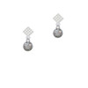 Mini Softball/Baseball with AB Crystal White Clear Crystal Diamond-Shape Earrings