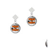 Domed Trick or Treat White Clear Crystal Diamond-Shape Earrings
