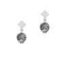 Silver Tone Feather Spinner White Clear Crystal Diamond-Shape Earrings