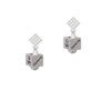 Chinese Symbol Harmony Square Spinner White Clear Crystal Diamond-Shape Earrings