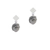 Snake Wrapped Around Spinner White Clear Crystal Diamond-Shape Earrings