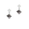 Large Fancy Square with Rope Border Spinner White Clear Crystal Diamond-Shape Earrings