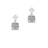 Celtic Knot Heart - Square Seal White Clear Crystal Diamond-Shape Earrings