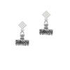 3-D ''Believe'' Stamp White Clear Crystal Diamond-Shape Earrings
