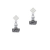 LOVE Stamp White Clear Crystal Diamond-Shape Earrings