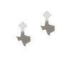 Blank Texas 2/3" White Clear Crystal Diamond-Shape Earrings