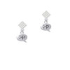 Emoticon :-P - Cheeky - White Clear Crystal Diamond-Shape Earrings