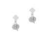 Emoticon :-) - Smiling - White Clear Crystal Diamond-Shape Earrings