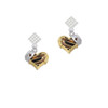 Brown Tiger Print Heart with Nurse Hat White Clear Crystal Diamond-Shape Earrings