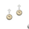 Domed Music - Trombone White Clear Crystal Diamond-Shape Earrings