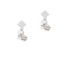 Small True Love Waits Heart White Clear Crystal Diamond-Shape Earrings