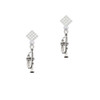 Trumpet White Clear Crystal Diamond-Shape Earrings
