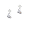 Heart with ''Volleyball'' and AB Crystal White Clear Crystal Diamond-Shape Earrings