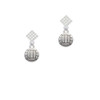 Volleyball or Water Polo Ball White Clear Crystal Diamond-Shape Earrings