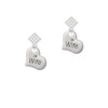 Large Wife Heart White Clear Crystal Diamond-Shape Earrings