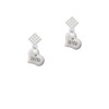 Small Wife Heart White Clear Crystal Diamond-Shape Earrings