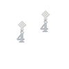 Number - 4 - White Clear Crystal Diamond-Shape Earrings