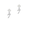 Number - 7 - White Clear Crystal Diamond-Shape Earrings