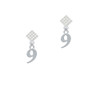 Number - 9 - White Clear Crystal Diamond-Shape Earrings