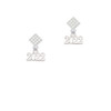 Horizontal Year 2022 White Clear Crystal Diamond-Shape Earrings