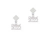 Class of 2022 White Clear Crystal Diamond-Shape Earrings