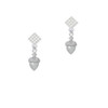 Small Acorn with Crystals White Clear Crystal Diamond-Shape Earrings