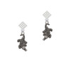 Alligator White Clear Crystal Diamond-Shape Earrings