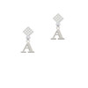Large Greek Letter - Alpha - White Clear Crystal Diamond-Shape Earrings