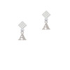 Small Greek Letter - Alpha - White Clear Crystal Diamond-Shape Earrings