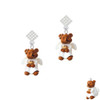 Resin Angel Bear White Clear Crystal Diamond-Shape Earrings