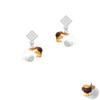 Resin Flying Angel White Clear Crystal Diamond-Shape Earrings