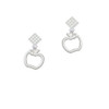 Apple Outline White Clear Crystal Diamond-Shape Earrings
