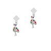Paint Palette White Clear Crystal Diamond-Shape Earrings