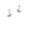 Little Bird Initial - B - White Clear Crystal Diamond-Shape Earrings
