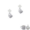 Baby Cup with Crystal White Clear Crystal Diamond-Shape Earrings