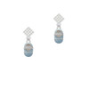 Light Blue Baby Shoe with Crystal Strap White Clear Crystal Diamond-Shape Earrings