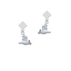 3-D Flying Bat with Crystals White Clear Crystal Diamond-Shape Earrings
